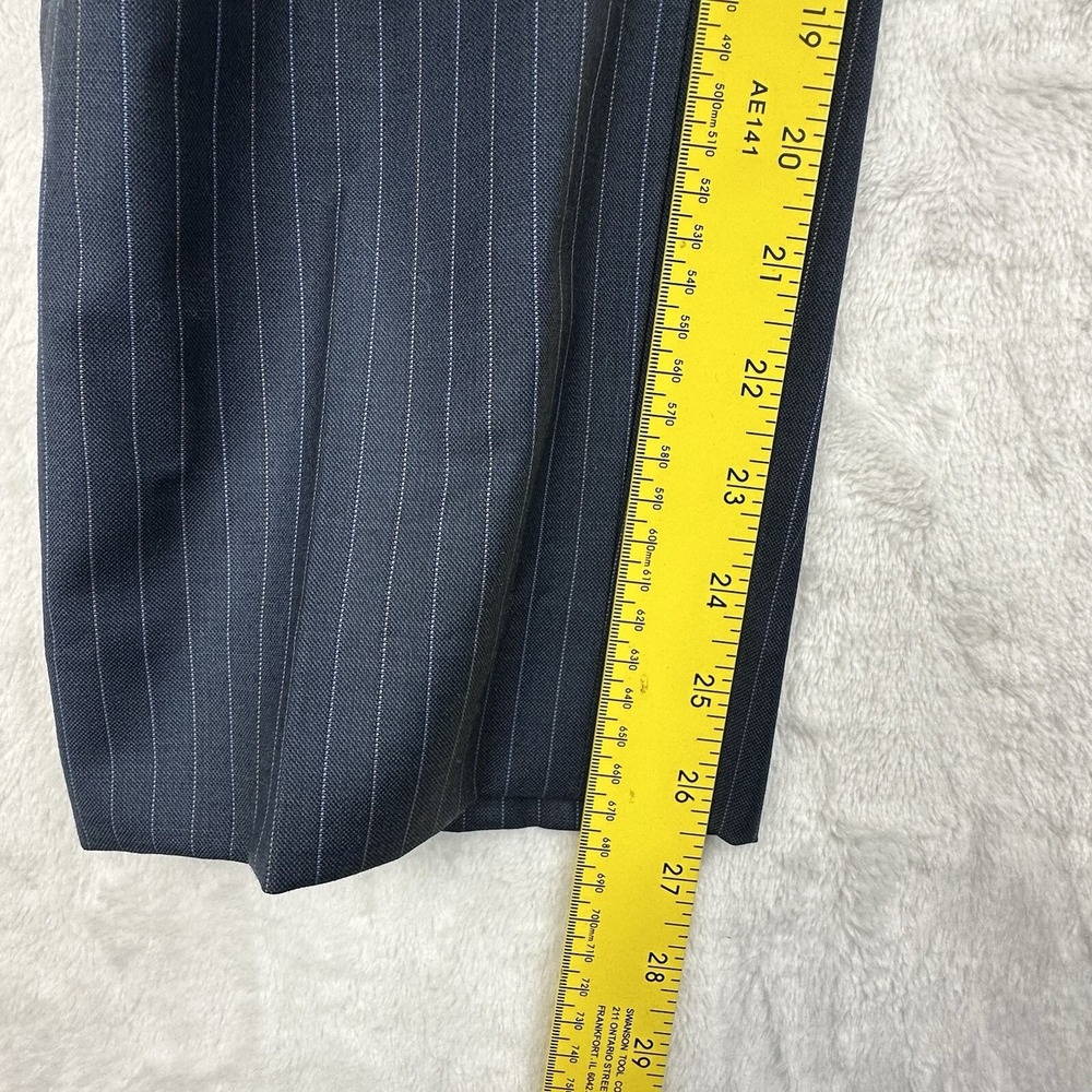Joseph Abboud Dark Blue Navy Pinstripe Flat Front Wool Mens Dress Pants 32x26.5‎ - Picture 6 of 12